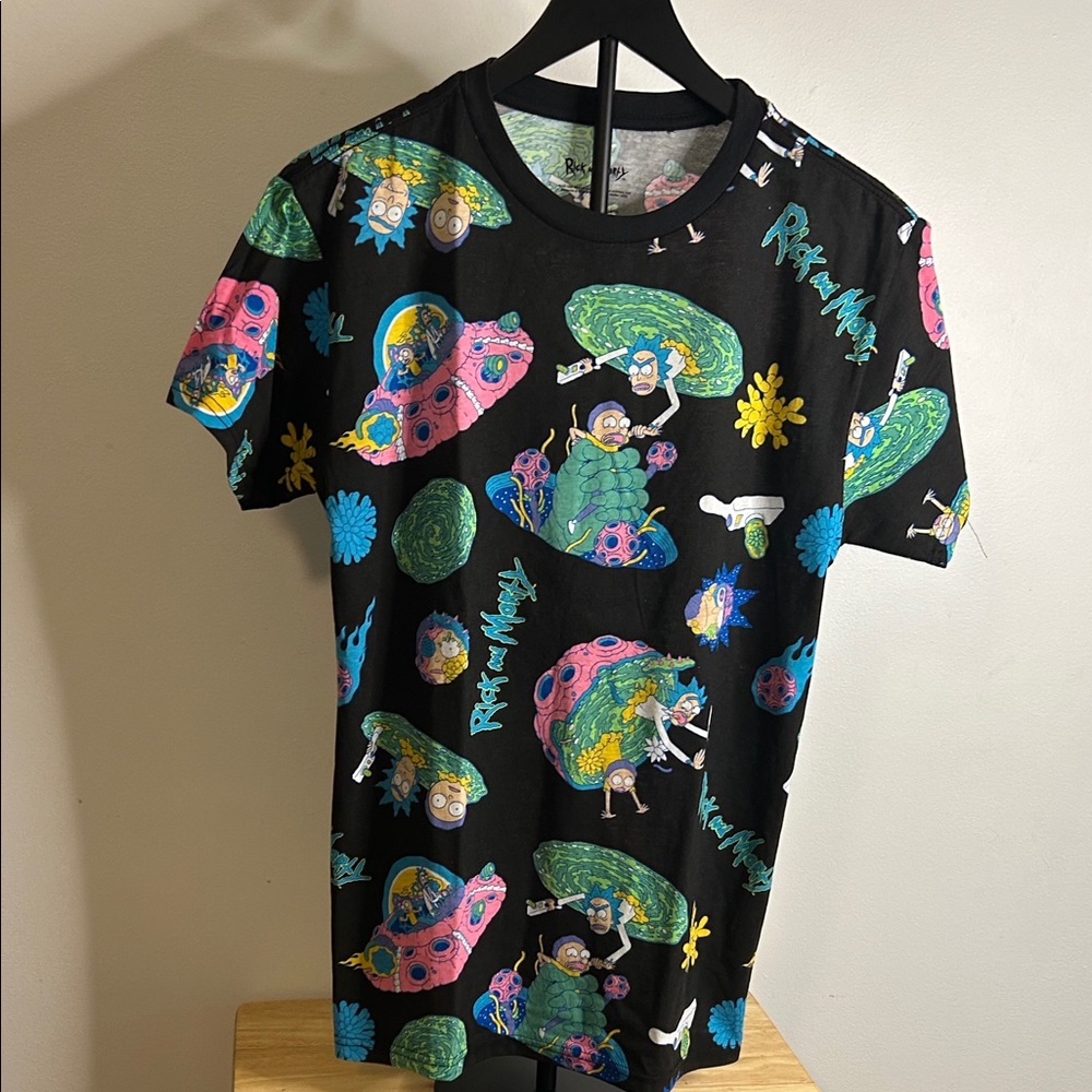 Black Graphic Tee with Colorful Print